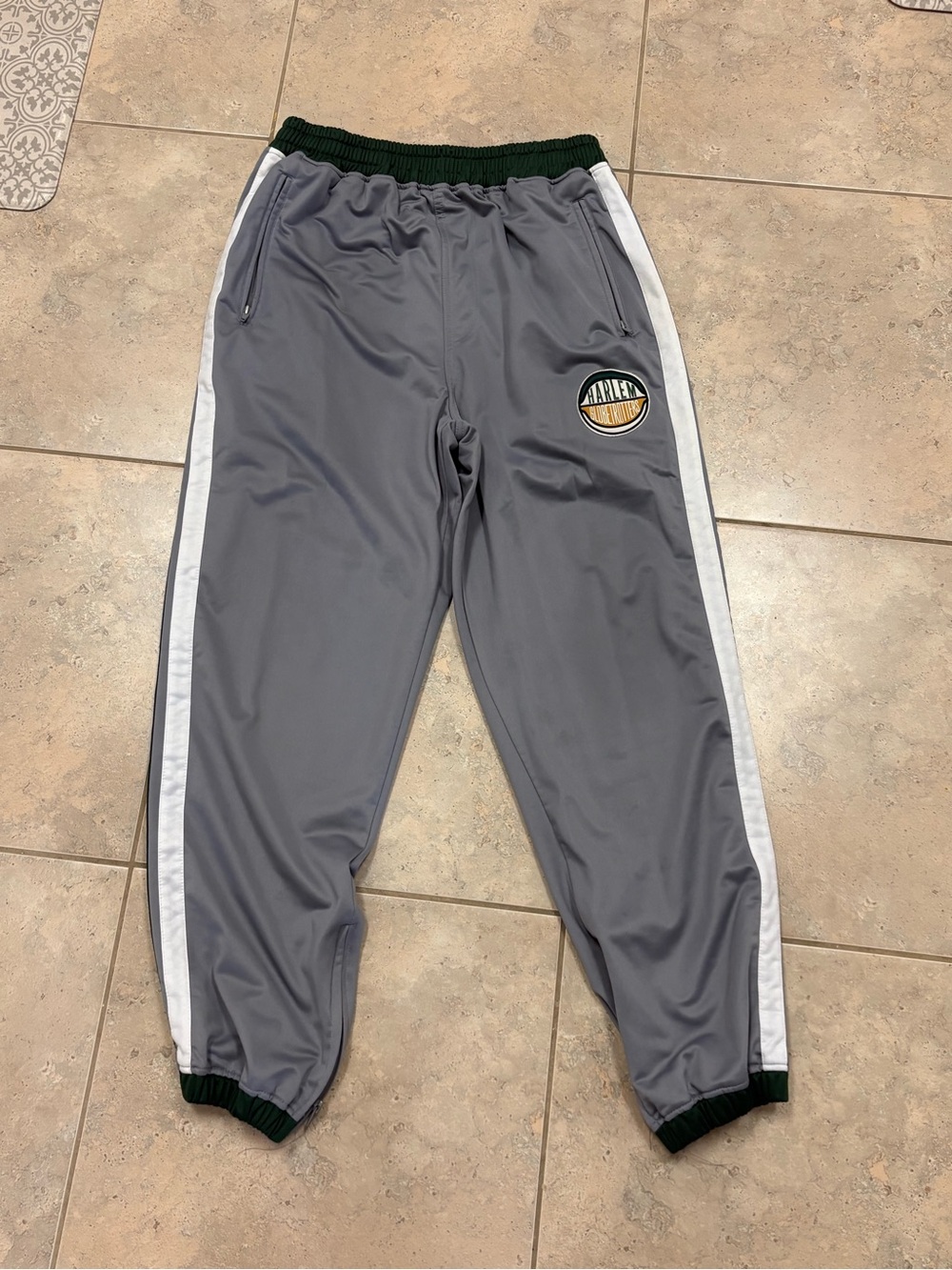 Harlem Globetrotters FUBU Gray Athletic Track Pants with White Side Stripes XXL